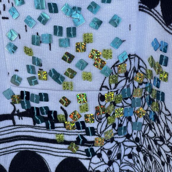 Vintage Sweater Womens Small Full Zip Beaded Short Sleeve Paris Vacation White - Picture 4 of 12